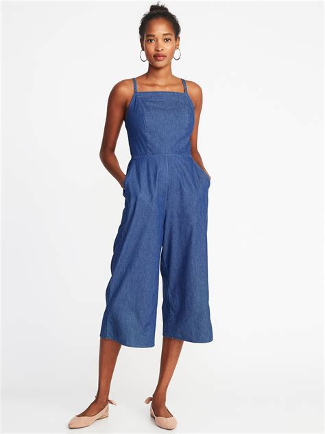 old navy jean jumpsuit.